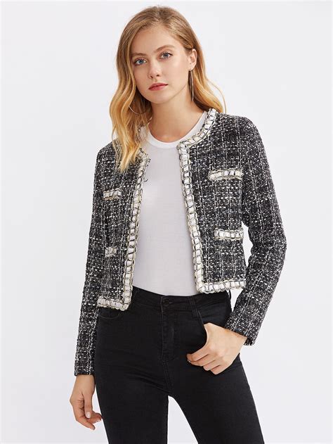 new look chanel jacket|Chanel style jackets at shein.